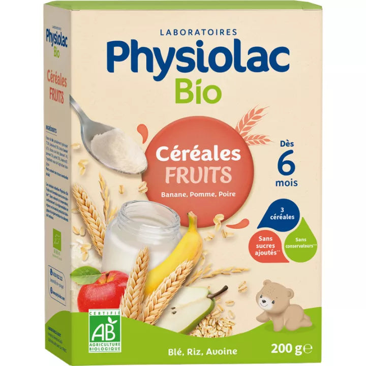 Physiolac Céréales Fruits Poudre Boîte 200 g