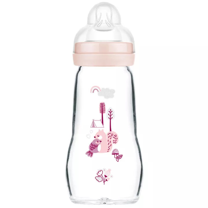 MAM Biberon Verre 1er Âge Débit 2 Rose 260 ml