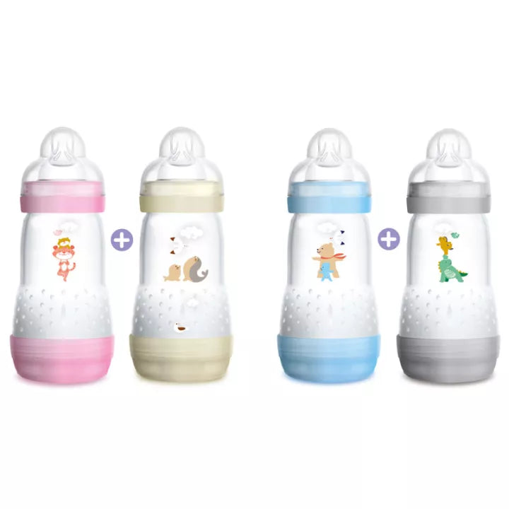 MAM Biberon Easy Start Anti-Colique T2 260 ml Lot de 2 Lilas et Sable