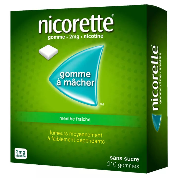 Nicorette Menthe Fraîche 2 mg Gomme Sans Sucre x210