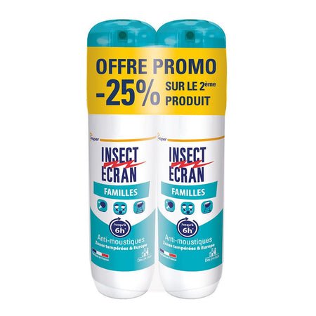 Insect Écran Familles Anti-Moustiques – Lot de 2 Sprays de 100 ml