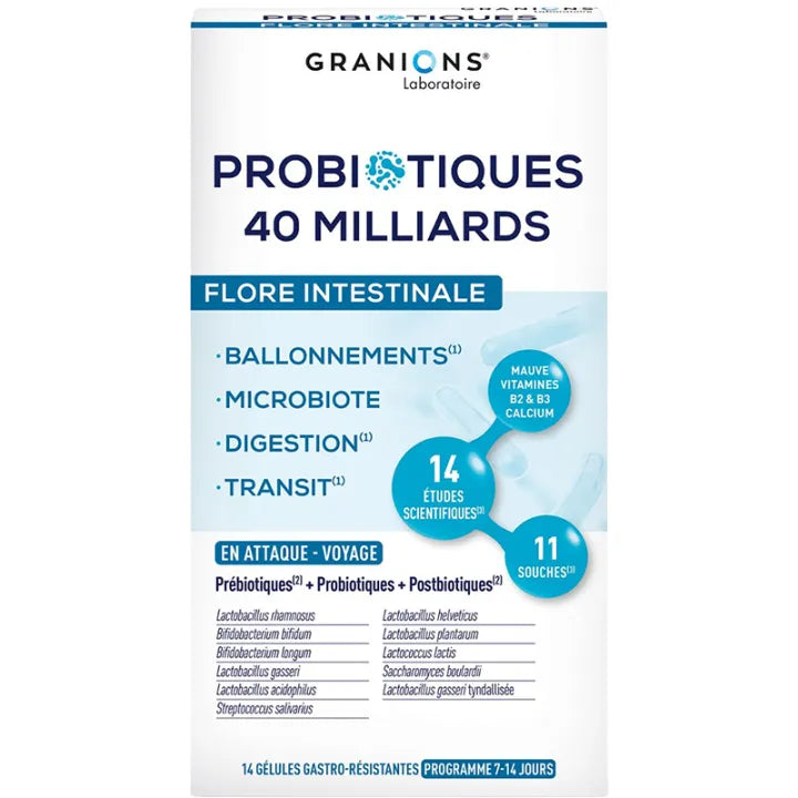 Granions Probiotiques Flore Intestinale Voyage 7 jours Gélules x14