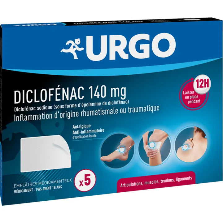 Diclofénac Urgo 140 mg Emplâtre x5