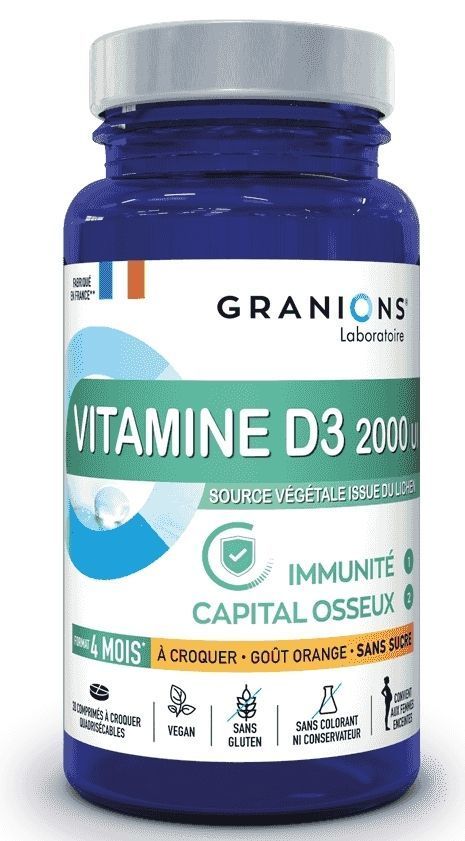 Granions Vitamine D3 2000 UI Comprimés à Croquer x30
