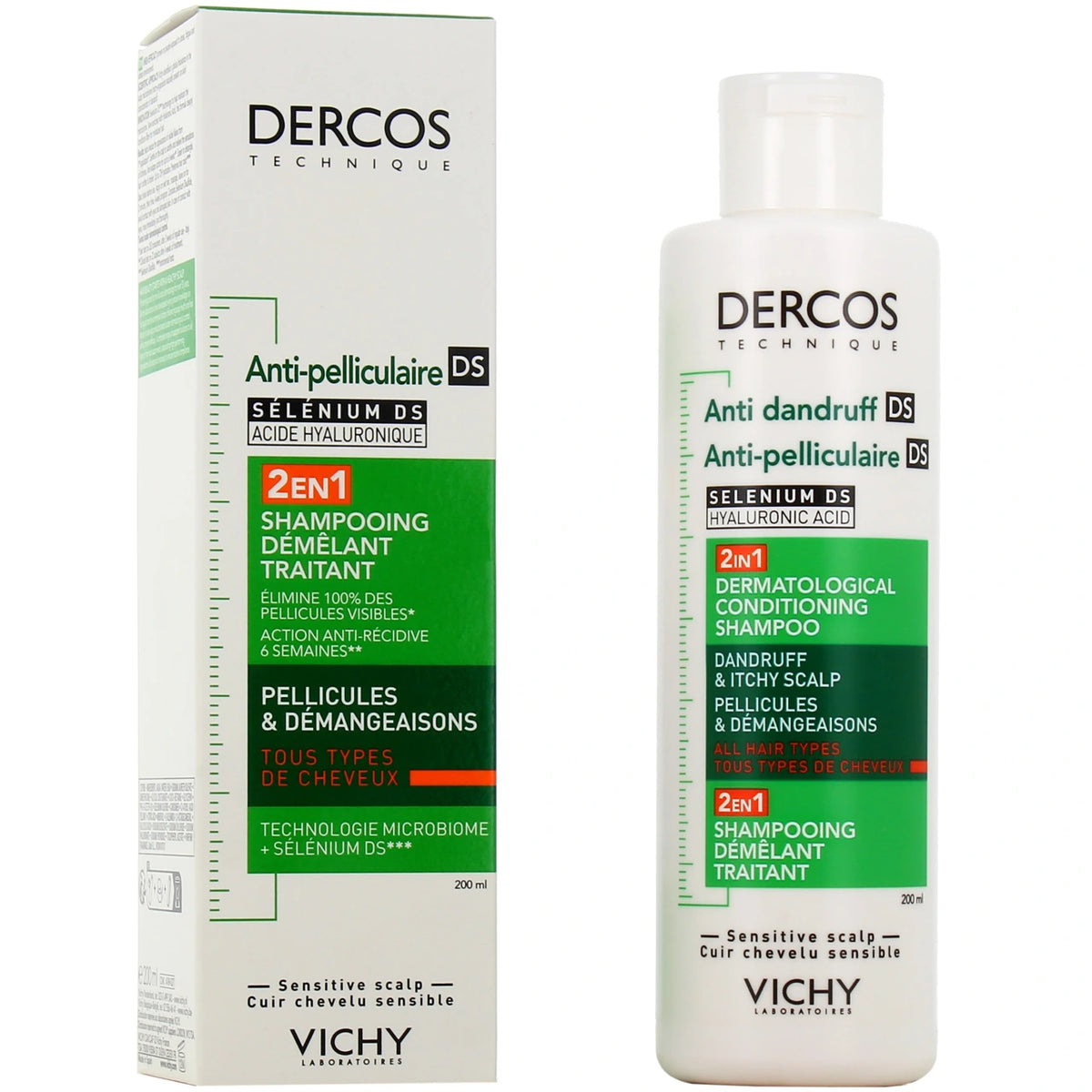 Vichy Dercos Shampooing Anti-Pelliculaire 2en1 Démêlant – 200 ml
