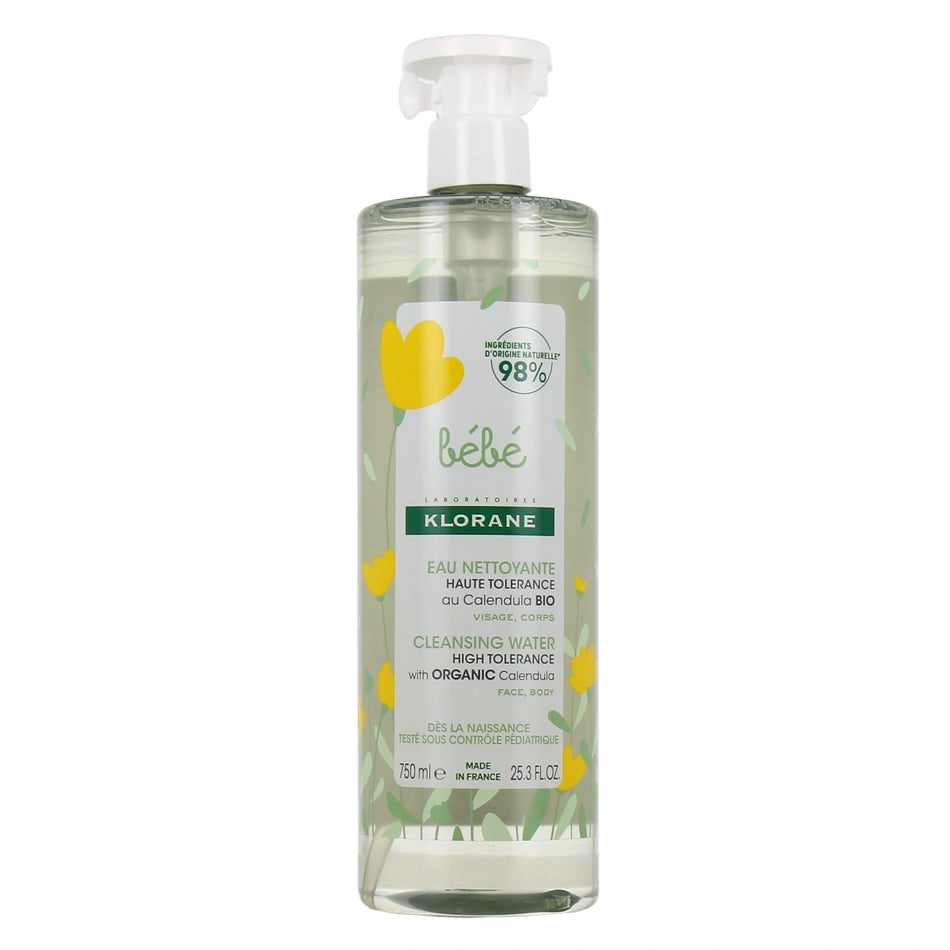 Klorane Bébé Eau Nettoyante Sans Rinçage au Calendula – 750 ml