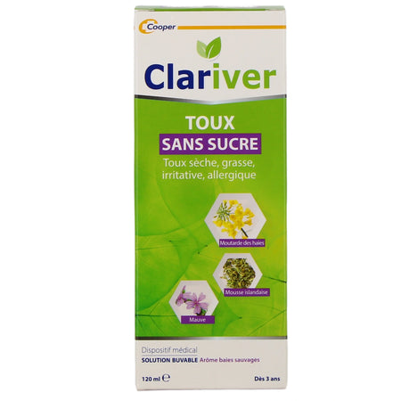 Clariver Toux Sirop Sans Sucre – 120 ml