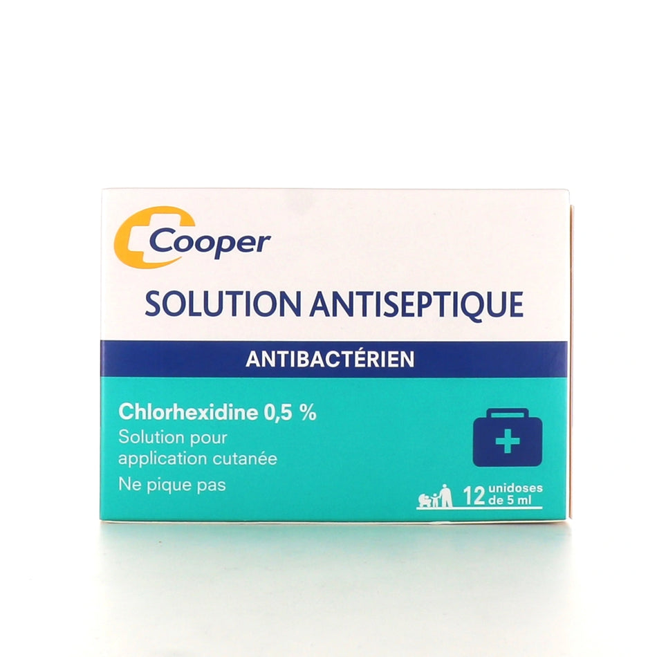 Chlorhexidine 0,5 % Cooper Solution Antiseptique – 12 Unidoses