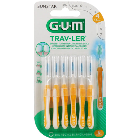 GUM Trav-ler 1514 Brossettes Interdentaires 1,3 mm – 6 brossettes