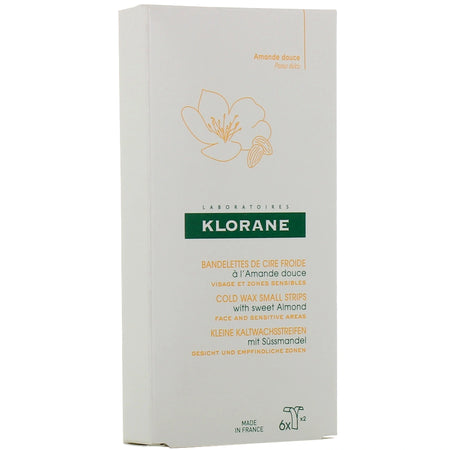 Klorane Cire Froide à l'Amande Douce Visage et Zones Sensibles – 6 doubles bandes