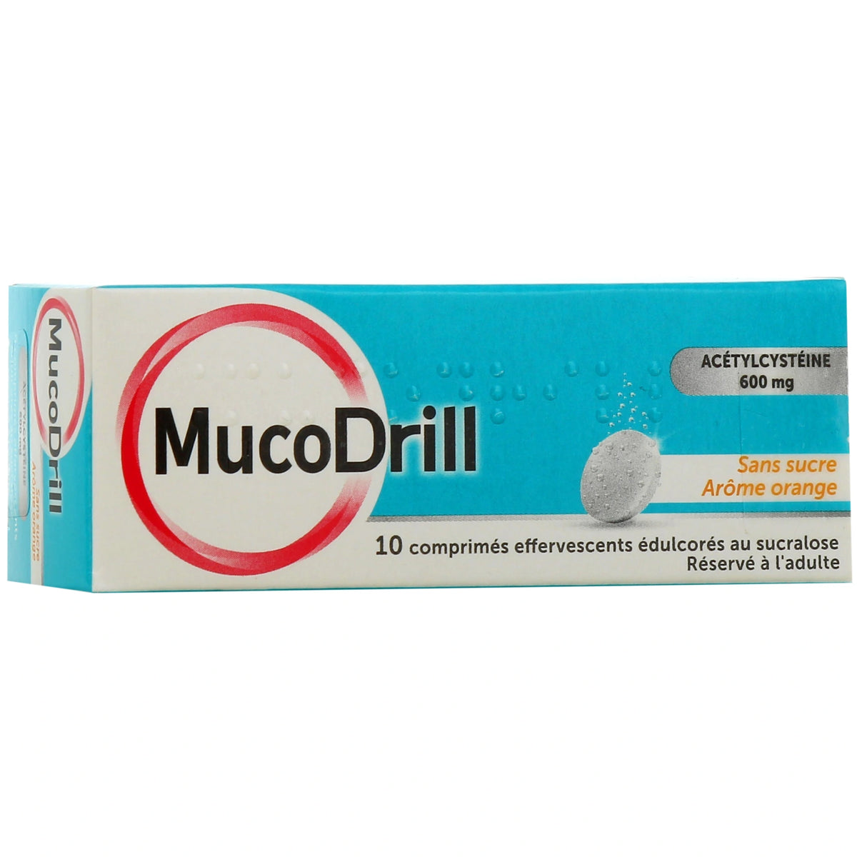 Mucodrill 600 mg Orange – 10 comprimés effervescents
