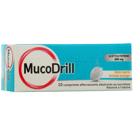 Mucodrill 600 mg Orange – 10 comprimés effervescents