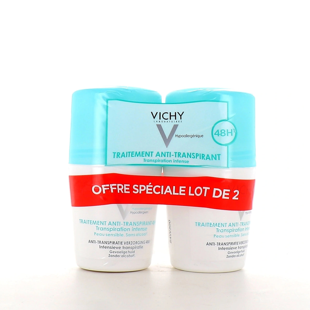 Vichy Traitement Anti-Transpirant 48h Roll-On – Lot de 2 x 50 ml